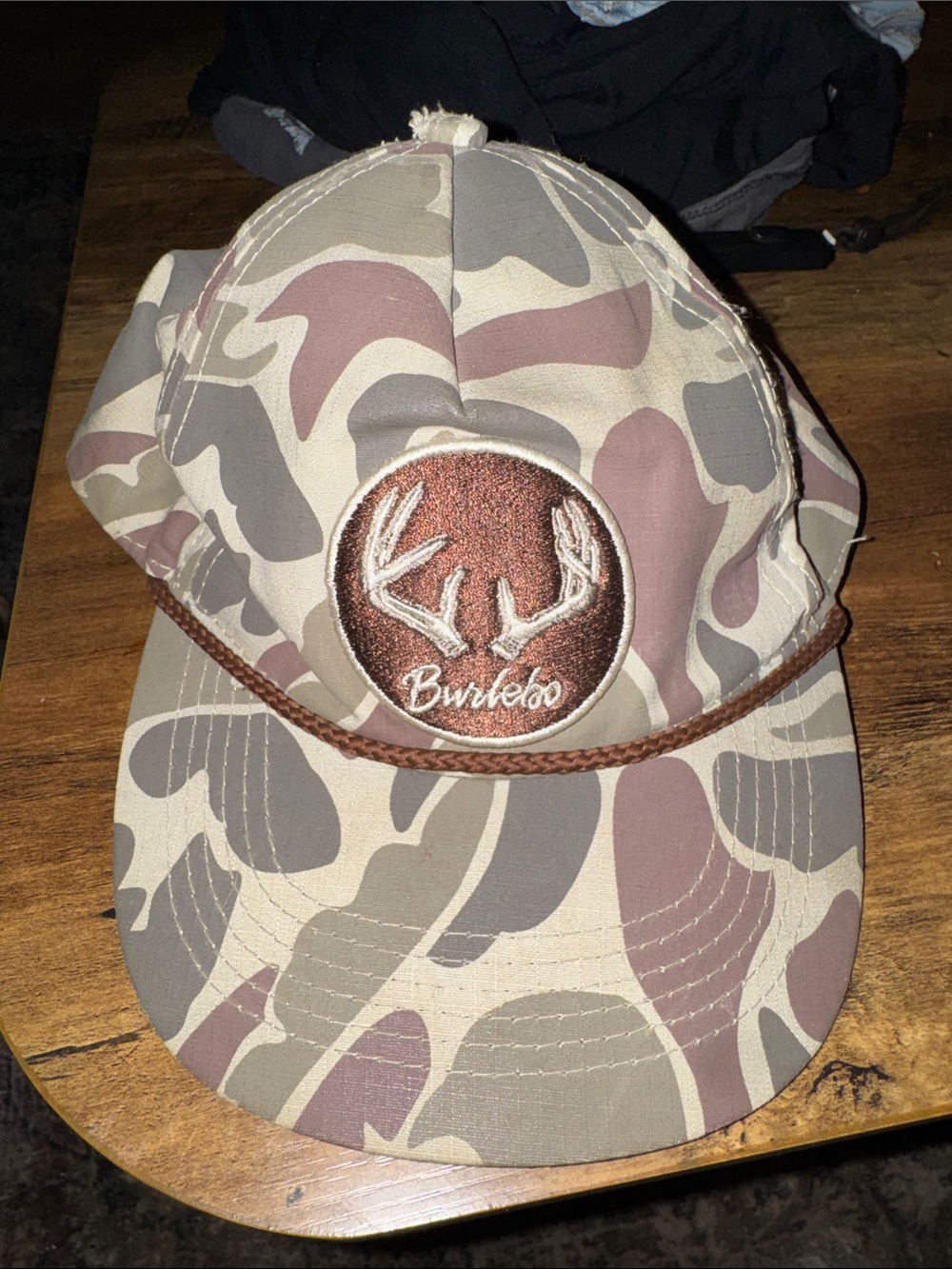 BURLEBO Camo Trucker Hat in Beige, Taupe & Brown Snapback